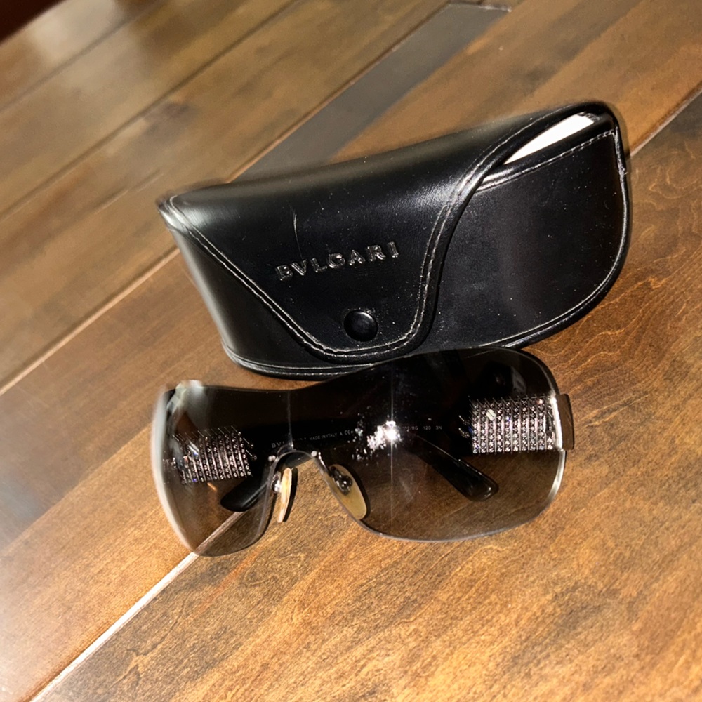 Bvlgari Shield Gradient Sunglasses with rhinestone detail